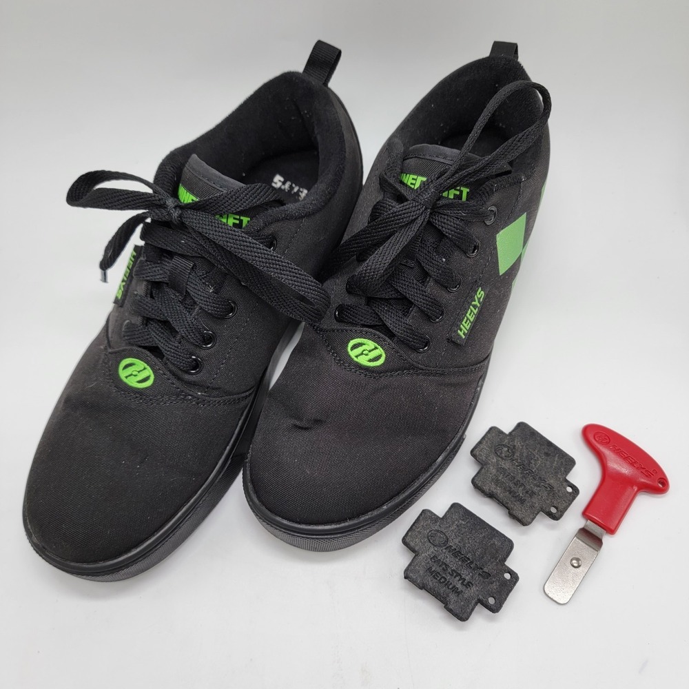 Heelys Pro 20 Minecraft Collab Black Lime Green Skate Shoes With Wheels Men's 7